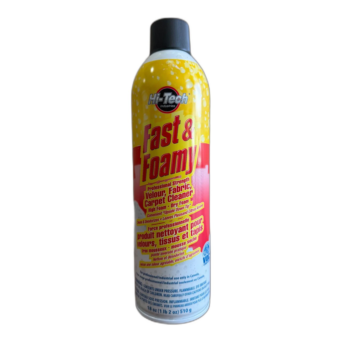 Hi-Tech Industries Fast & Foamy Velour, Fabric & Carpet Cleaner 18 oz
